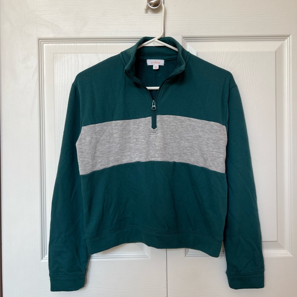 Colsie Turquoise Quarter-Zip Sweatshirt